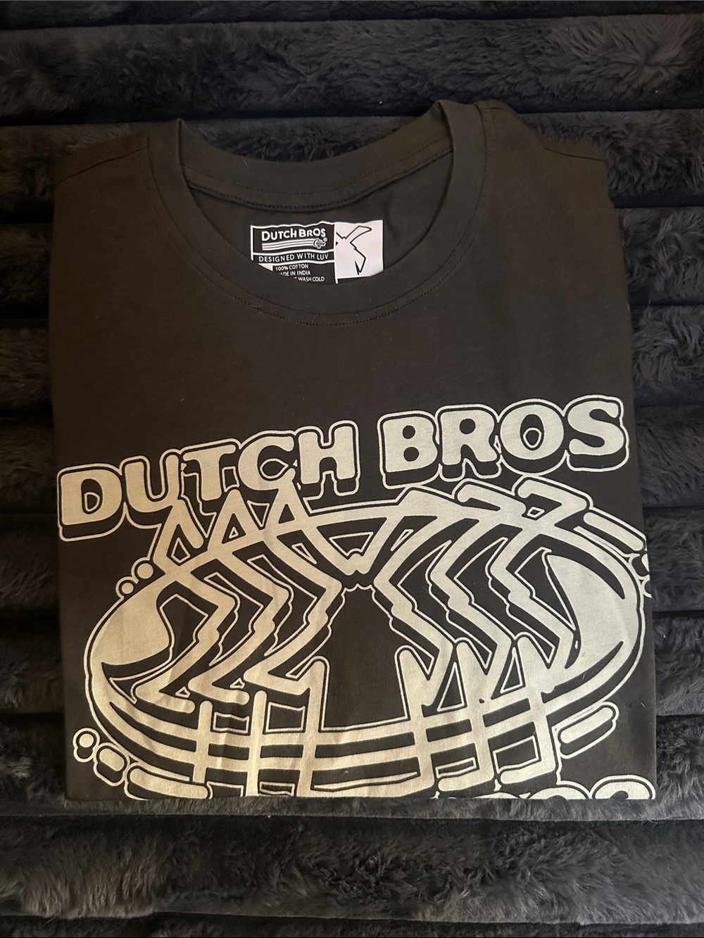 Dutch Bros Black T-Shirt with Silver Logo Graphic